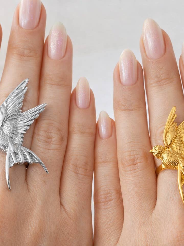 Justerbara ringar i rostfritt stål "Fåglar" för wholesale av Wild & Free