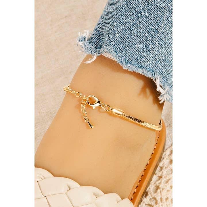 Fame Accessories - Wholesale Anklet - Stainless Steel Gold Snake Chain Anklet