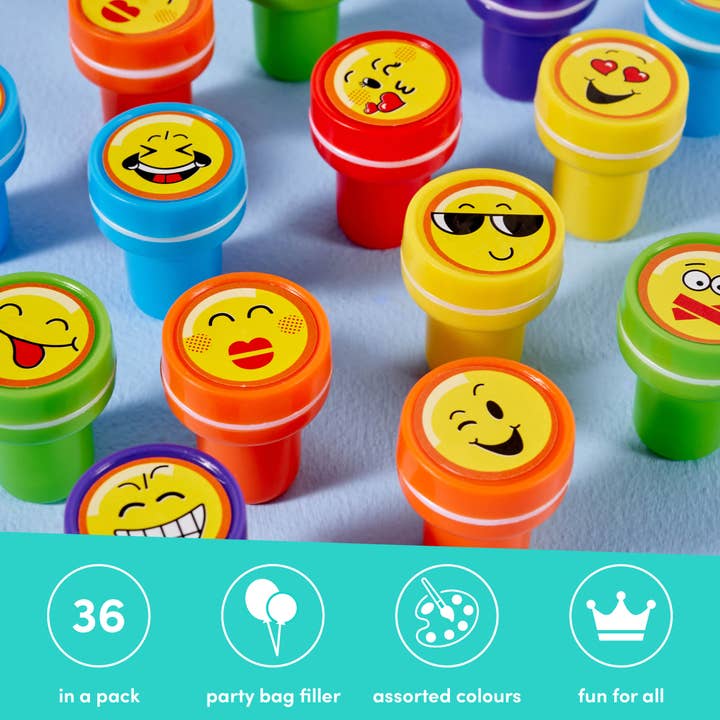 The Twiddlers - Wholesale Rubber/Decorative Stamp - Kids & Baby - 36 Self-Inking Emoji Stamps