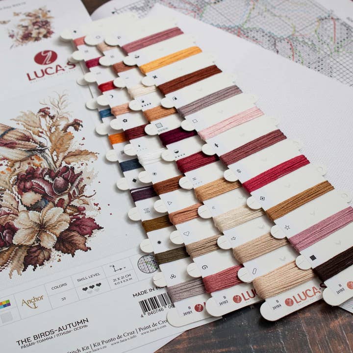 Luca-S – wholesale Material för broderi/korsstygn – Korsstygnsats Luca-S - Fåglar-Höst, B2419