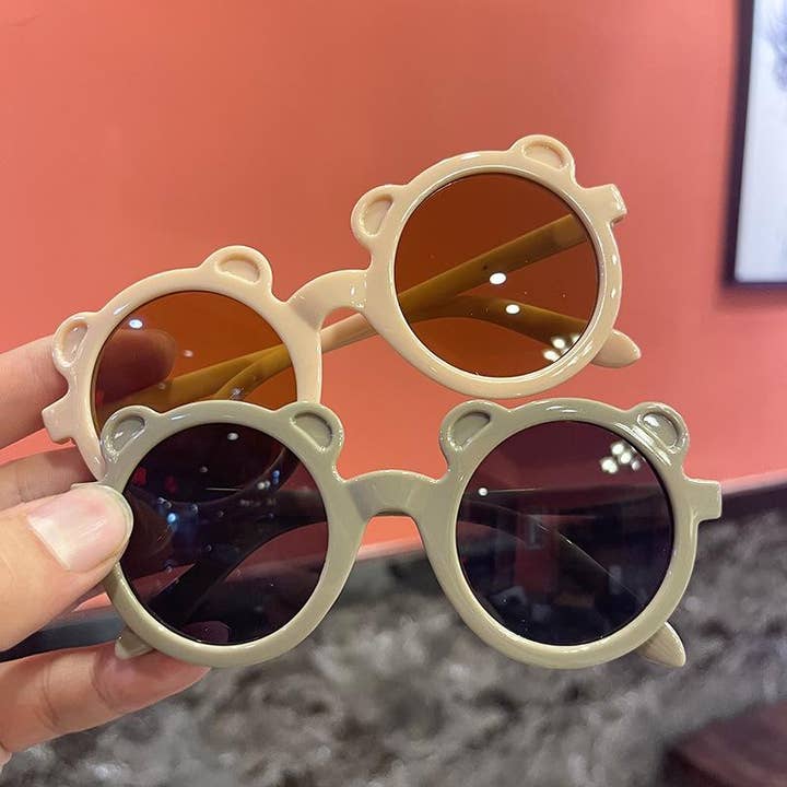 Children's round frame bear sunglasses and sunglasses for wholesale by KiddieKickz