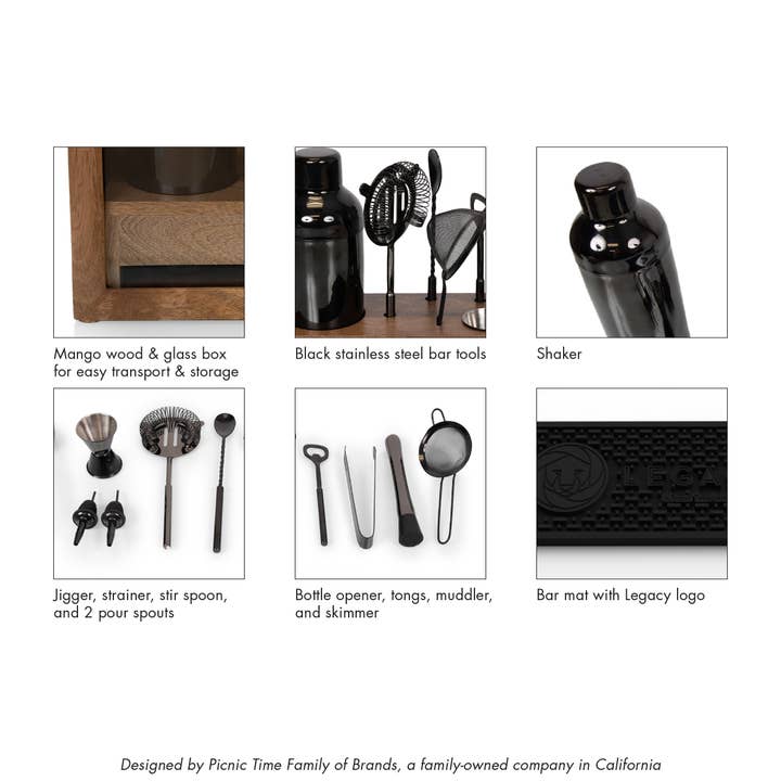 Mango Wood Old Fashioned Bar Set, (Mango Wood) for wholesale on Faire4