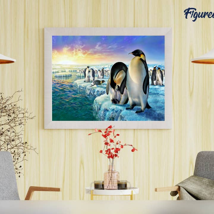 Figured'Art (UK) – wholesale Paint set – Paint by numbers Penguins on the ice floe - Rolled canvas3