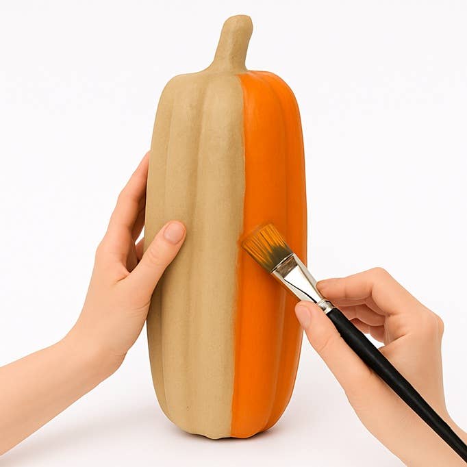 Factory Direct Craft - Wholesale Paper Mache - Paper Mache Tall Skinny Pumpkin -13-1/2" H x 5-1/2" diameter1