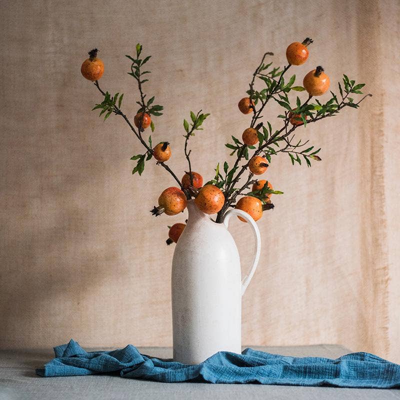 Rustic Reach - Wholesale Artificial Plant - Artificial Fruit Yellow Orange Pomegranate Fruit Stem 36" Ta2