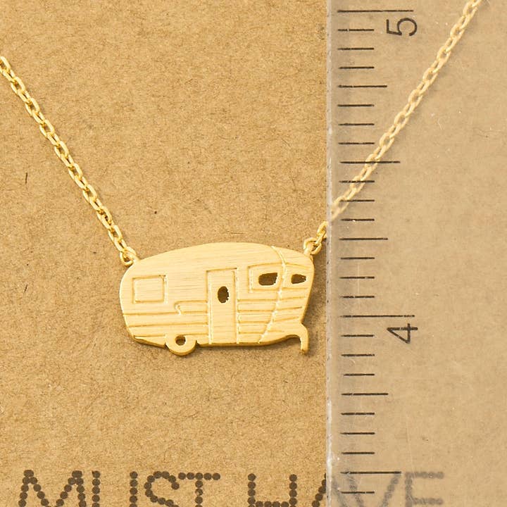 Fame Accessories - Wholesale Pendant/Charm Necklace - Gold Dipped Rv Pendant Necklace3