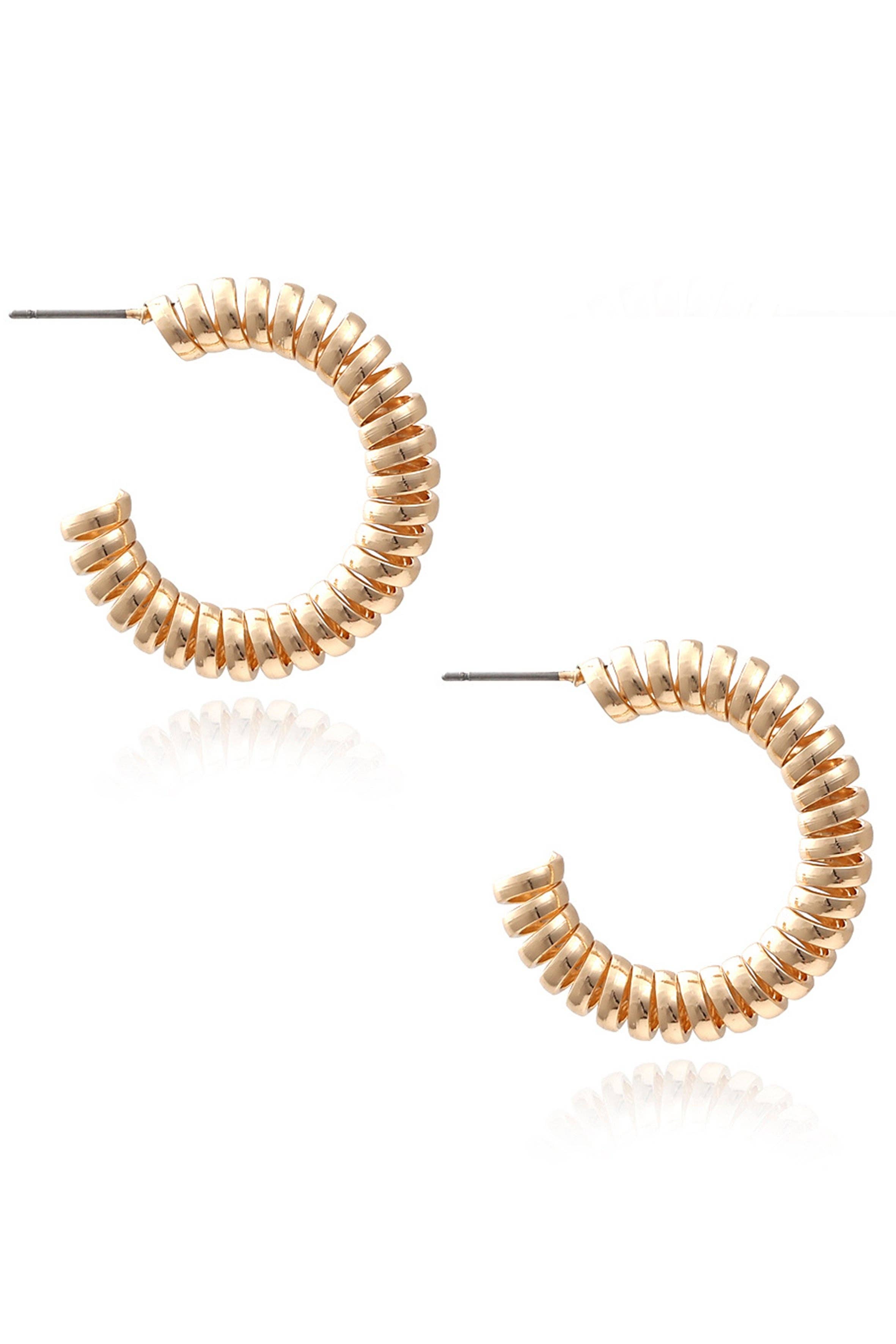 Gold Spiral Alloy Hoop Earrings E5331 for wholesale on Faire0