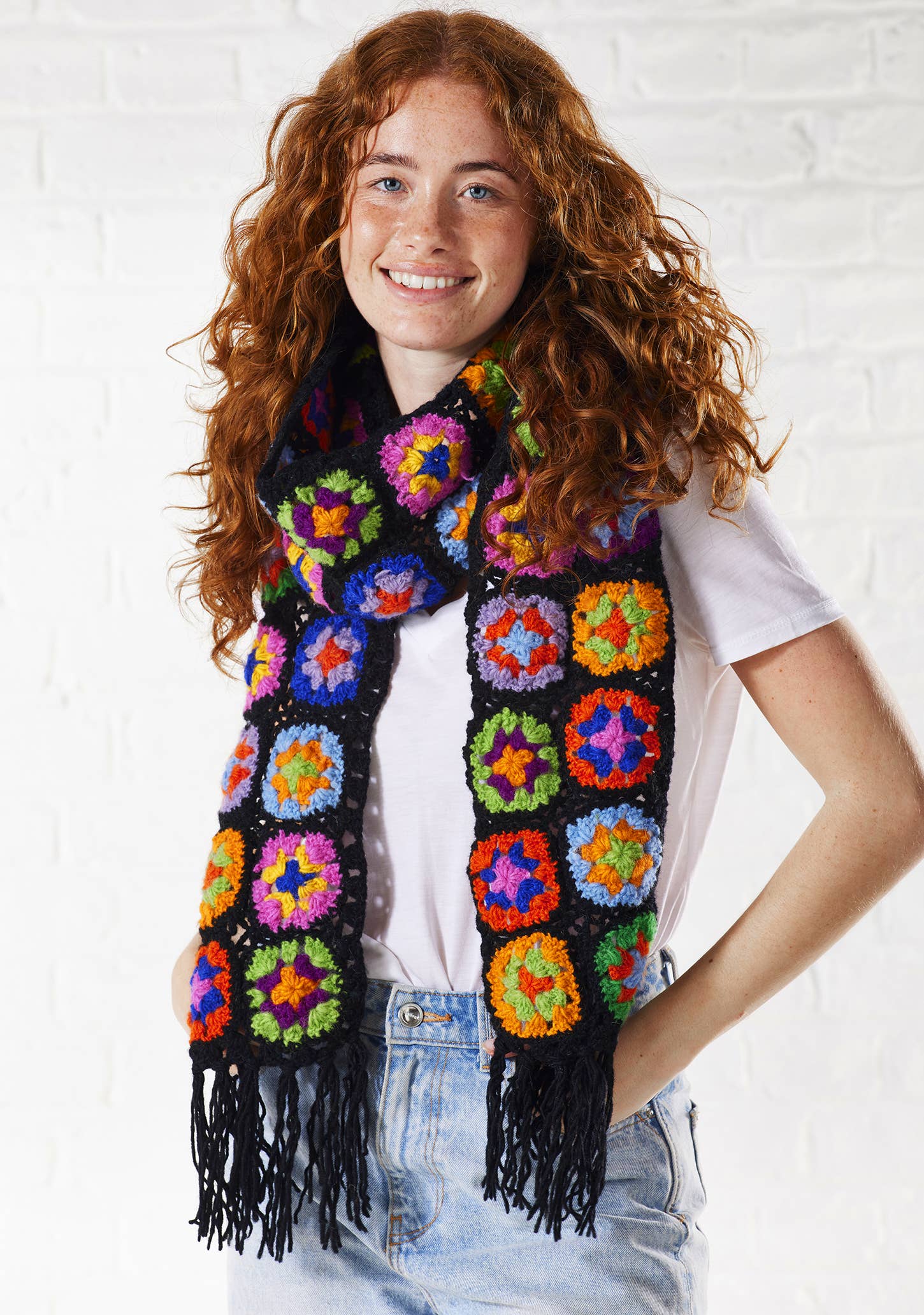 Namaste - Wholesale Sjaal - Dames - Gehaakte regenboog sjaal met granny squares2