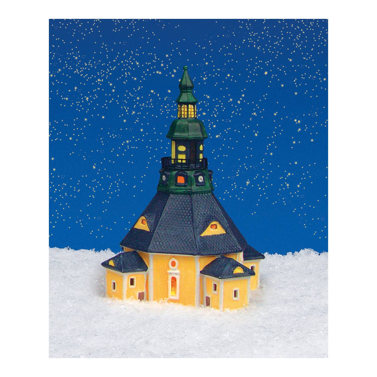 Wurm - Wholesale Christmas Decoration - Worm Lighthouse Church Seiffen/Erzgebirge made of porcelain, colorful (W/H/D) 17x26x17 cm1