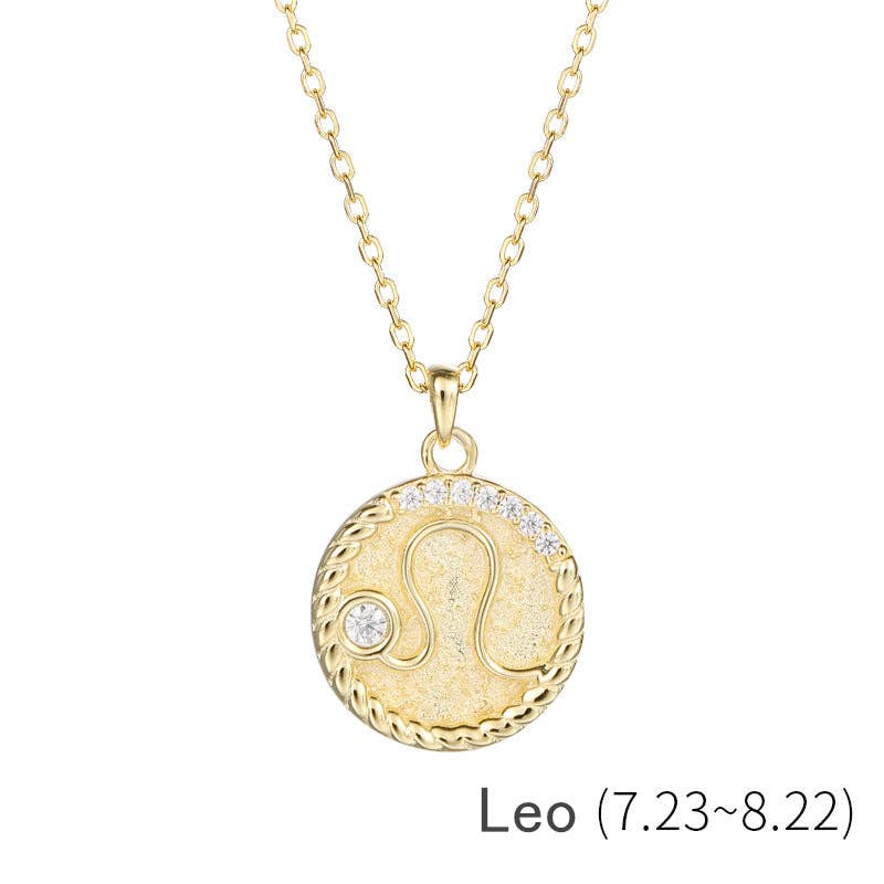 Perimade & Co. LLC - Wholesale Pendant/Charm Necklace - Gold Zodiac Sign Disc Charm Necklace in 925 Sterling Silver0