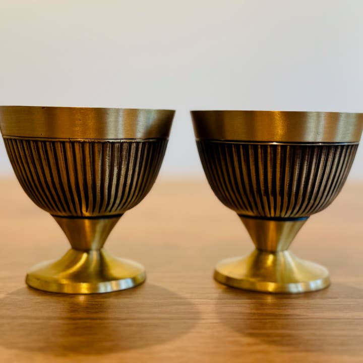 Artisanal - Wholesale Serve Bowl - Om Gold dessert / snack bowls - solid brass - set of 2 4