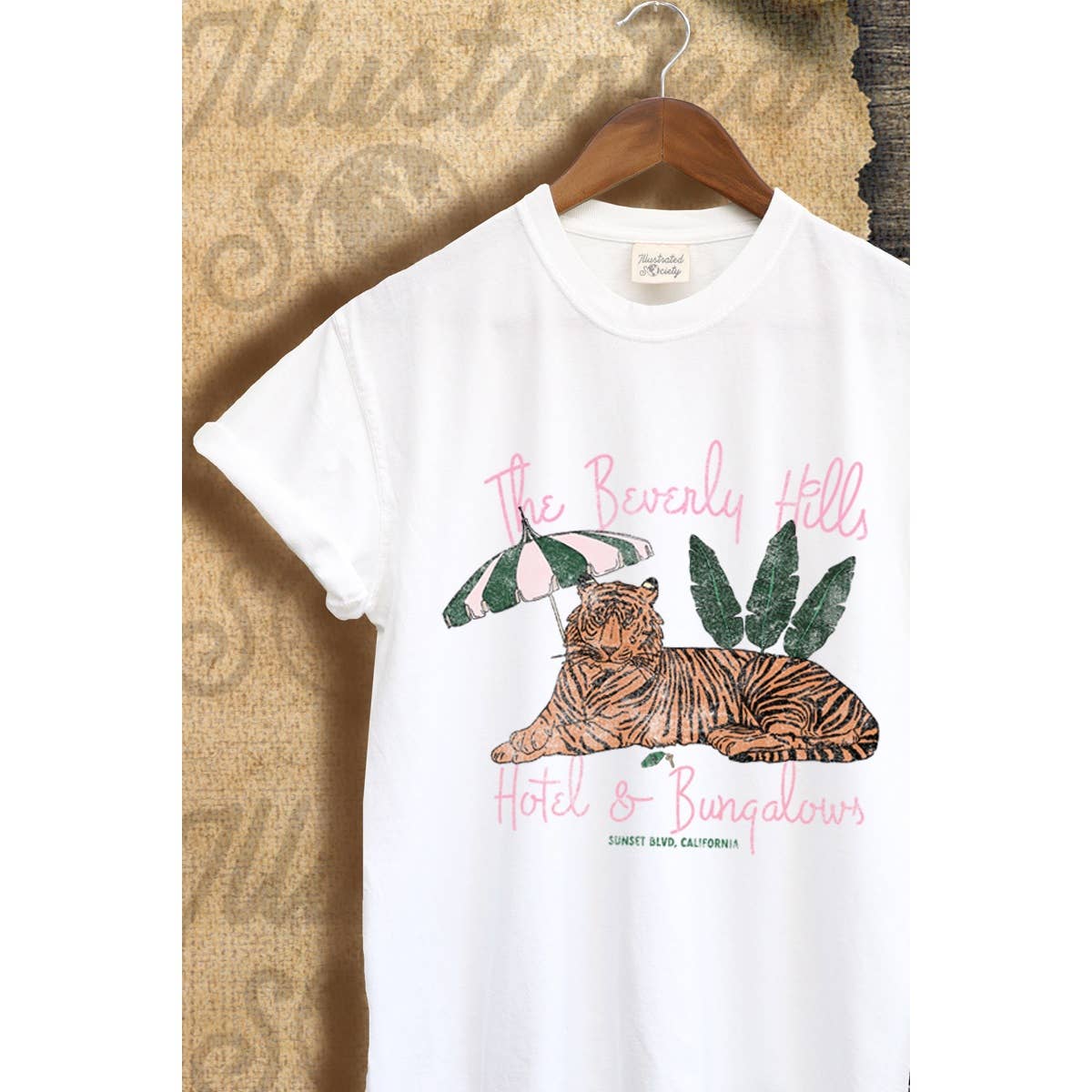 Illustrated Society - Wholesale Screen Printed T-Shirt - Women's - BEVERLY HILL HOTEL VINTAGE GRAPHIC  TEE2