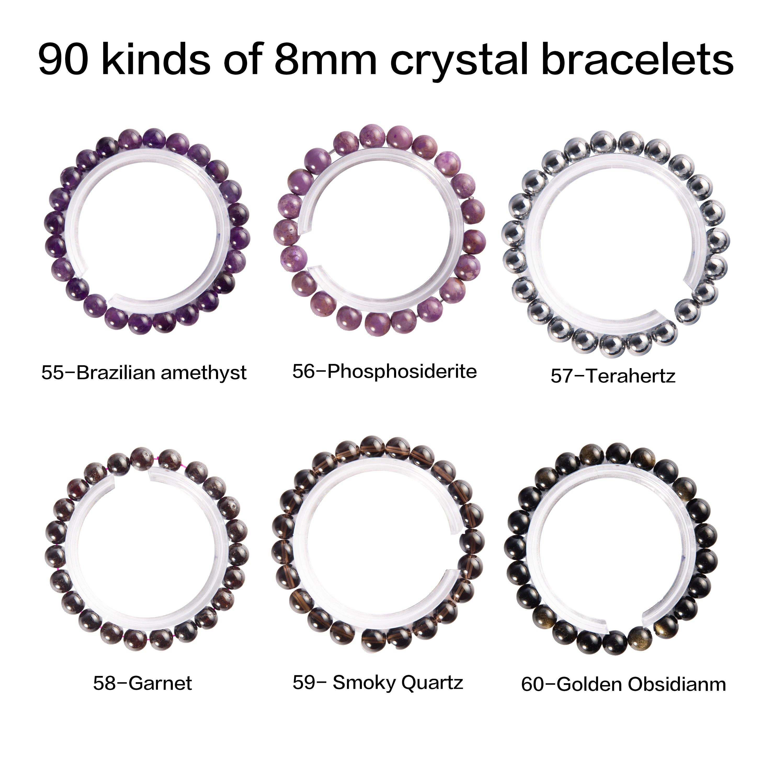 YYDIYcrystal - Vente Bracelet de perles - Bracelet en cristal 8mm 2 pièces, bijou en perles de pierres précieuses,8