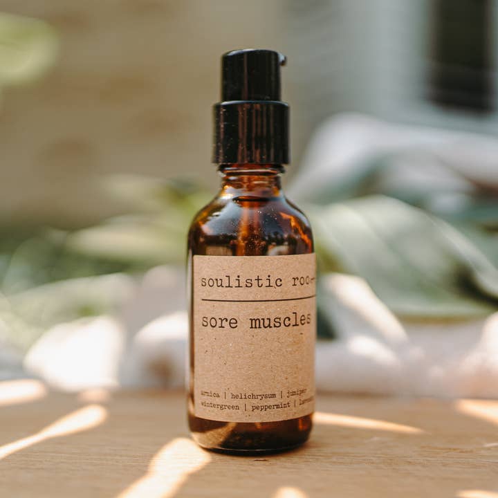 Sore Muscle Relief 2 oz & 4 oz | Made with Arnica for wholesale by Soulistic Root - Essential Oils & Self Care Gifts