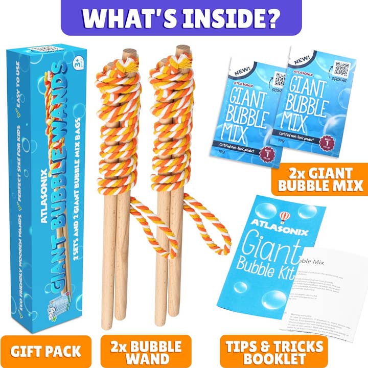 Atlasonix - Wholesale Bubble Wand - Kids - Giant Bubble Wand, Big Bubble Wand, Huge Rope (2 Pack)3