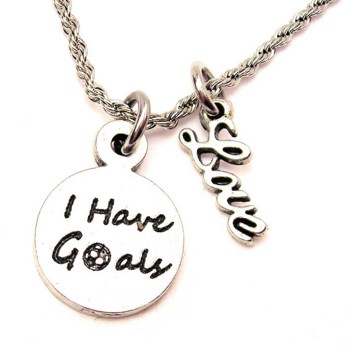 Jeg har mål 20" reb halskæde med kærlighed Accent Soccer for engroshandel hos Chubby Chico Charms