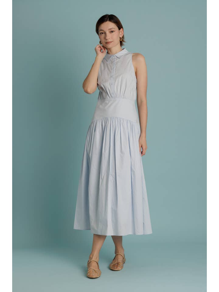 Aureum - Wholesale Dress - Women's - AD2344 - CURVED YOKE MIDI SHIRT DRESS3