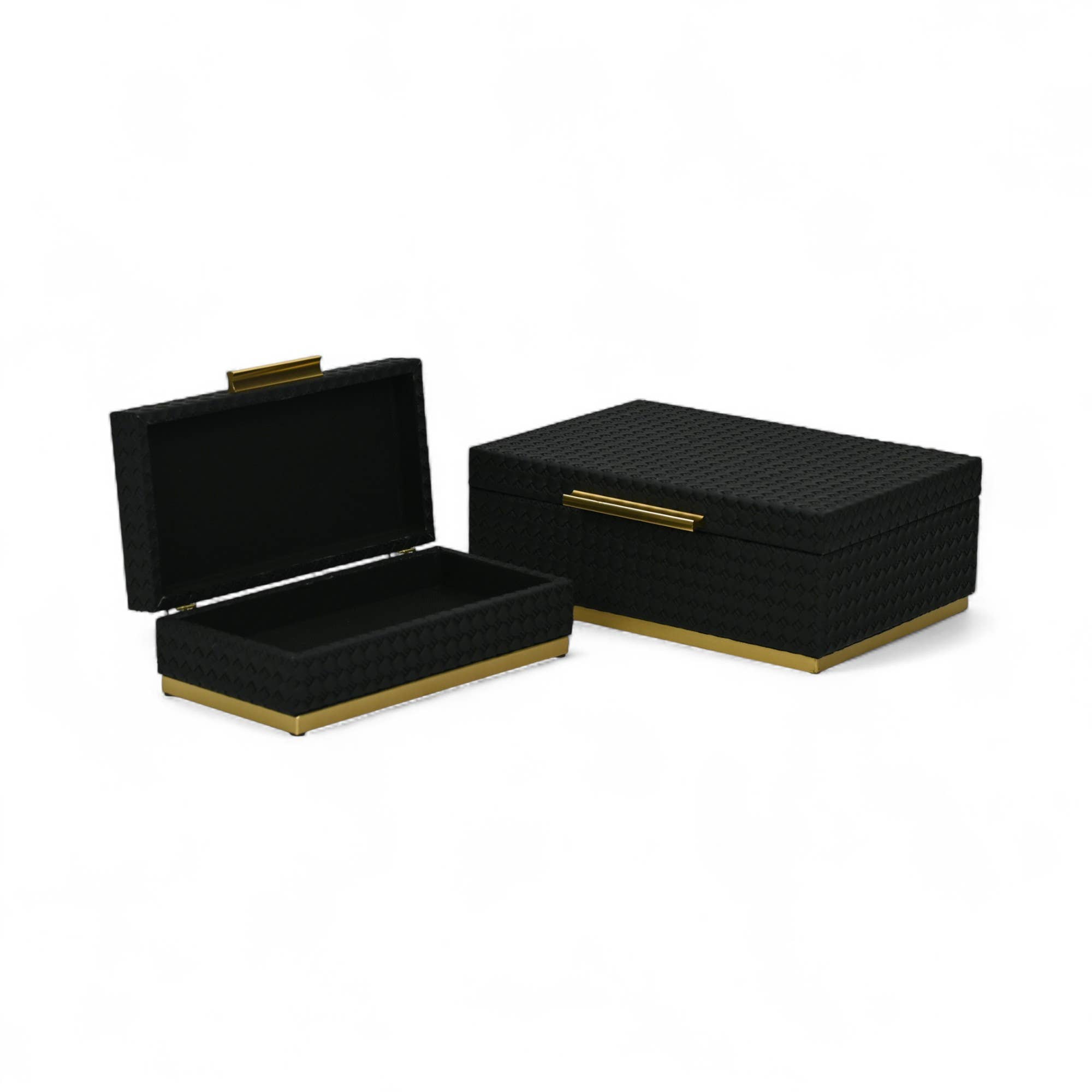 Cheungs Home Decor - Wholesale Decorative Box - Double Weave Pattern Rectangle Box Set with Gold Hardware2