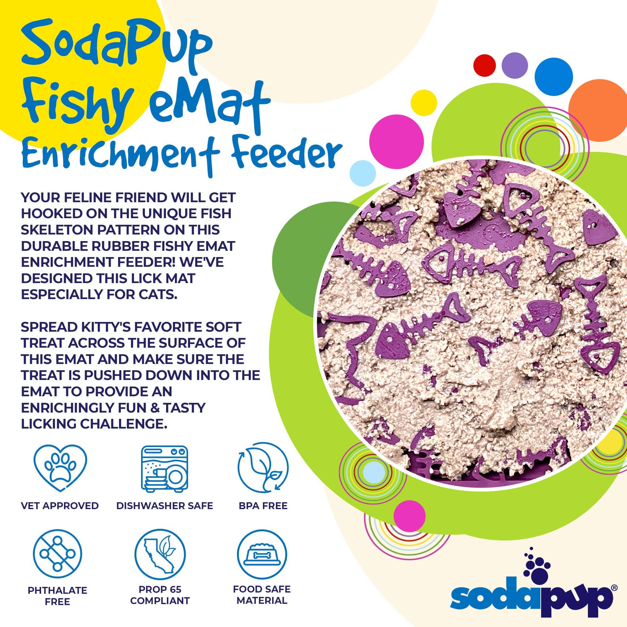 SodaPup Dog Toys – wholesale Pet food mat – Dog – Fishy Design eMat Enrichment Lick Mat - small1