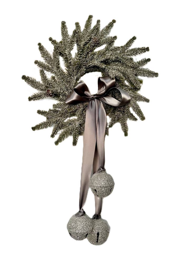 Pine Wreath with Bells - Silver for wholesale by Sherri's Designs