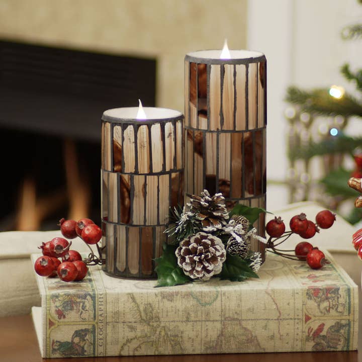 Flipo Group, Ltd. - Wholesale Flameless Candle - Solare' 3D Virtual Flame Flameless Candles Distressed Mosaic