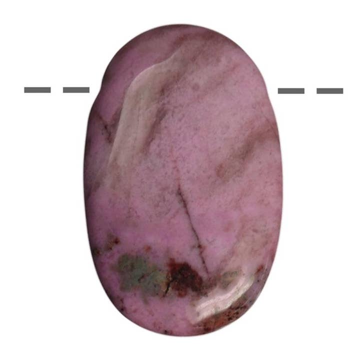 Oval rhodonite pendant Australia A (drilled stone) + cord for wholesale by La Boîte à Cailloux