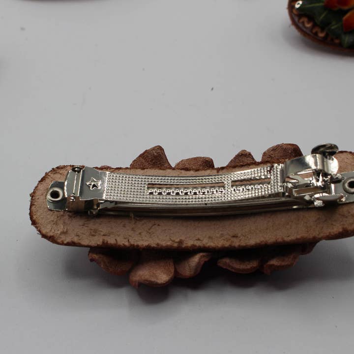 Sunflower Handmade leather inc - Wholesale Barrette - Women's - as0003-2 6 pcs woodstick and 6 pcs metal leather barrettes2