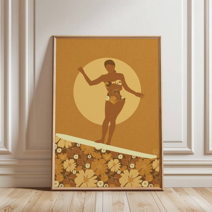 Harley and J – wholesale Konsttryck – Floral Surfer - Vintage blommig - Illustrationsaffisch2