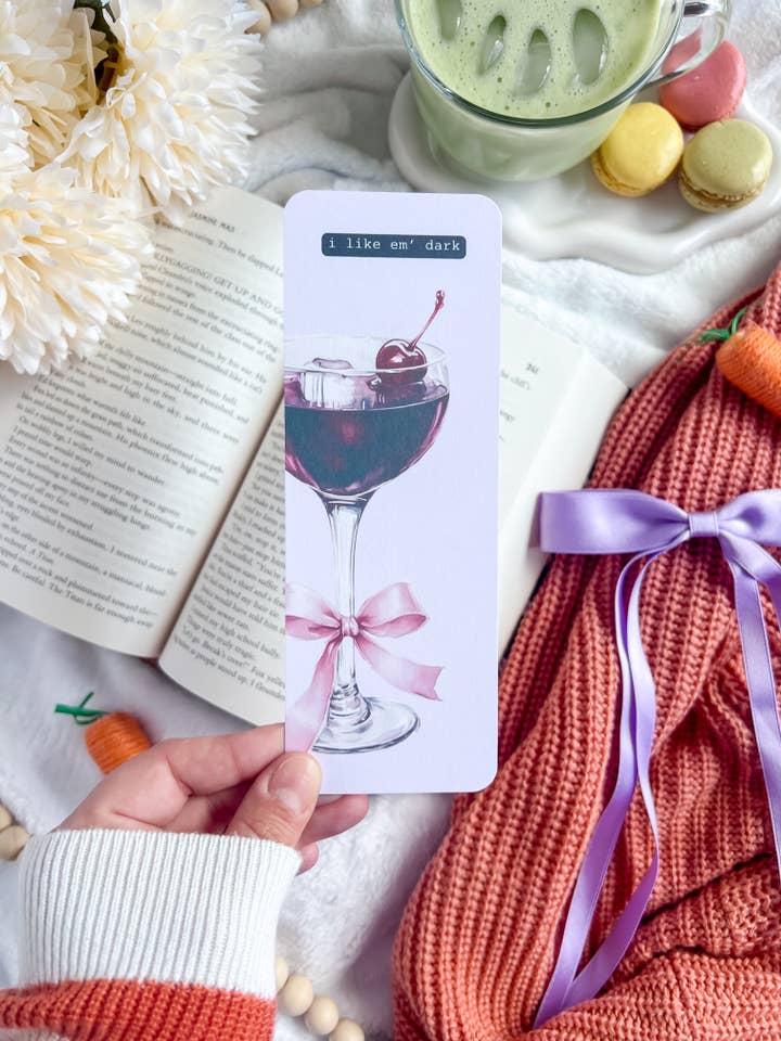 Dark Martini Bookmark | Trendy Bookmarks | Handmade Bookmarks for wholesale by Bumblebry Designs