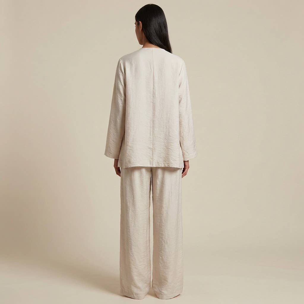 L'Emotion - Wholesale Tunic - Women's - Pleated Viscose Nylon Zip Collar Top & Pants Set6