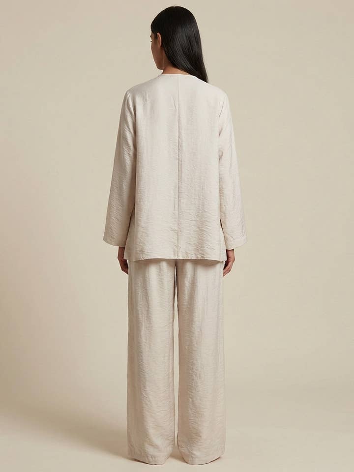 L'Emotion - Wholesale Tunic - Women's - Pleated Viscose Nylon Zip Collar Top & Pants Set6