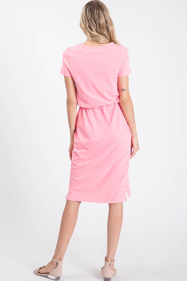 7th Ray - Vente Robe – femme - Robe T-shirt à cordon de serrage à la taille avec poches latérales D246537