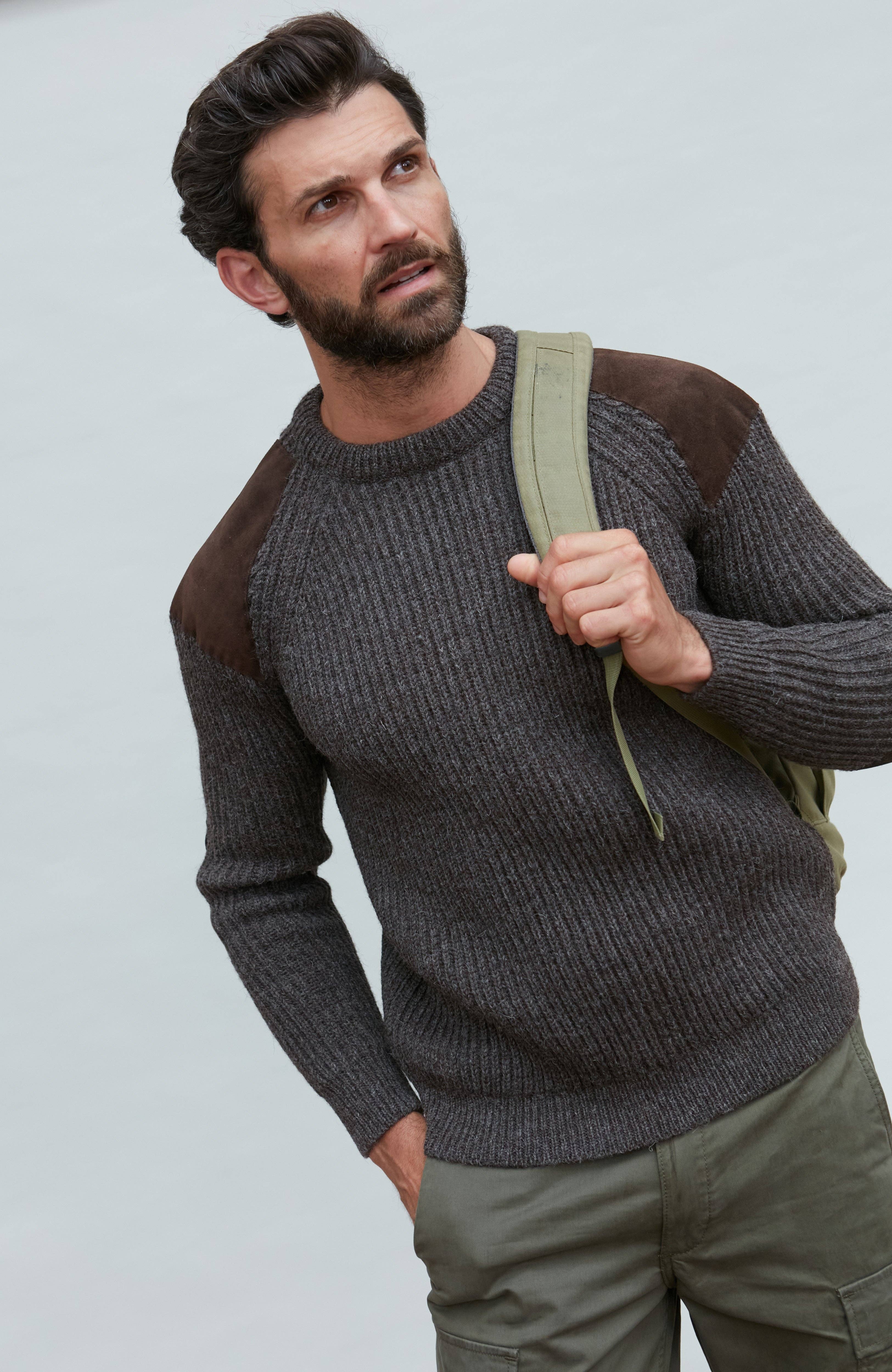 Paul James Knitwear – wholesale Pullovertröja - Herr – Mens Chunky Brittisk Ull Ribbed Shooting Jumper0