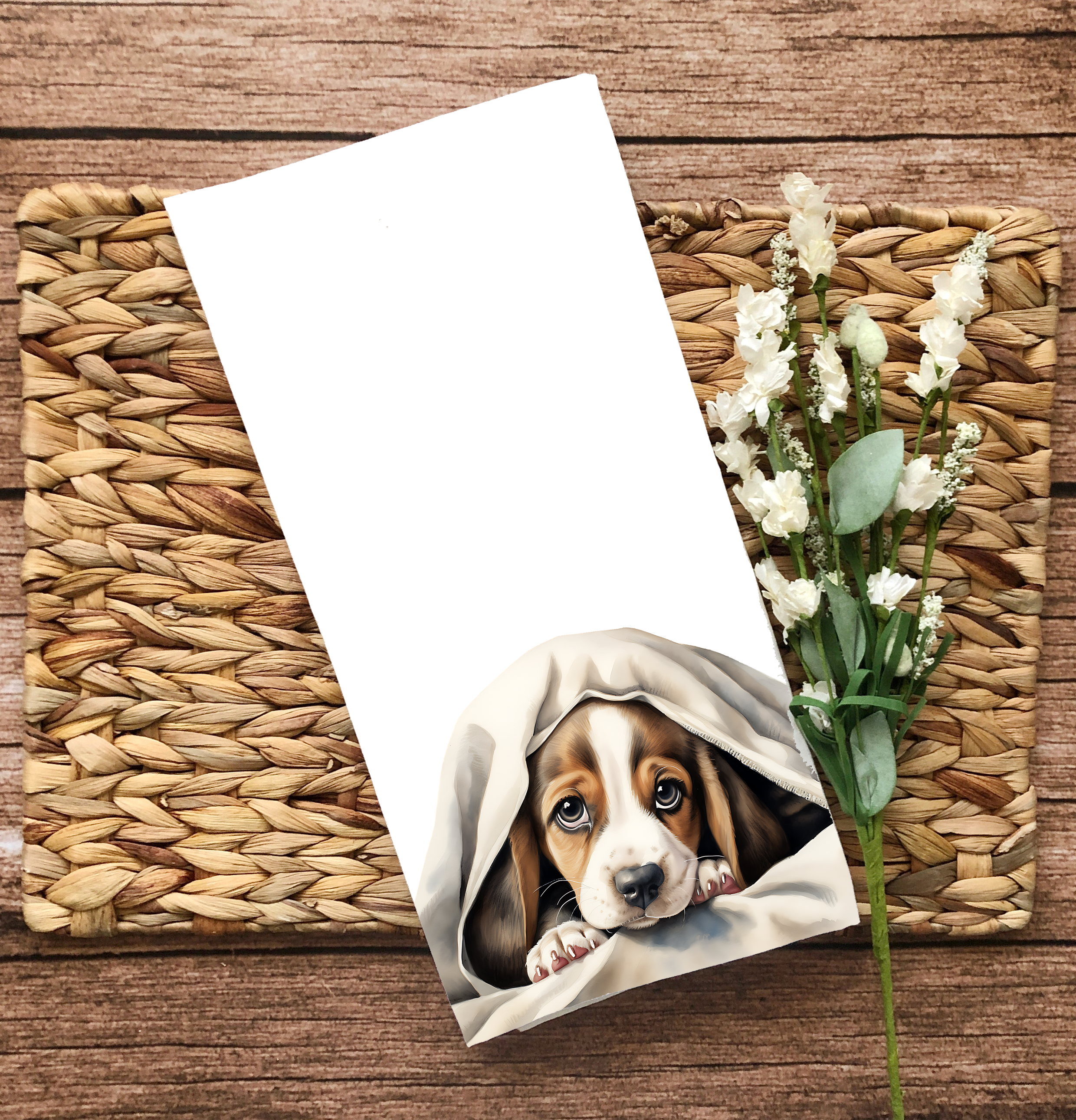 Homemade Hollydays Wholesale - Wholesale Tea Towel - Bubbles - Cute Puppy In Blanket - Unique  Dog Tea Towel1