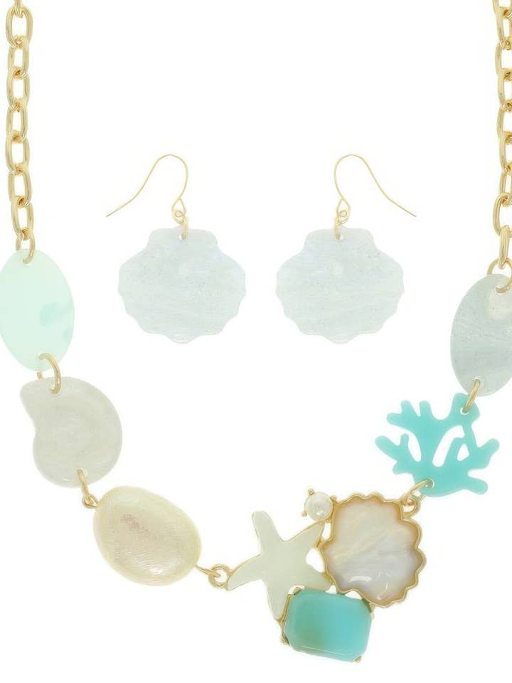 Conjunto de collar temático de vida marina con pendientes para venta al por mayor de CC Wholesale Clothing