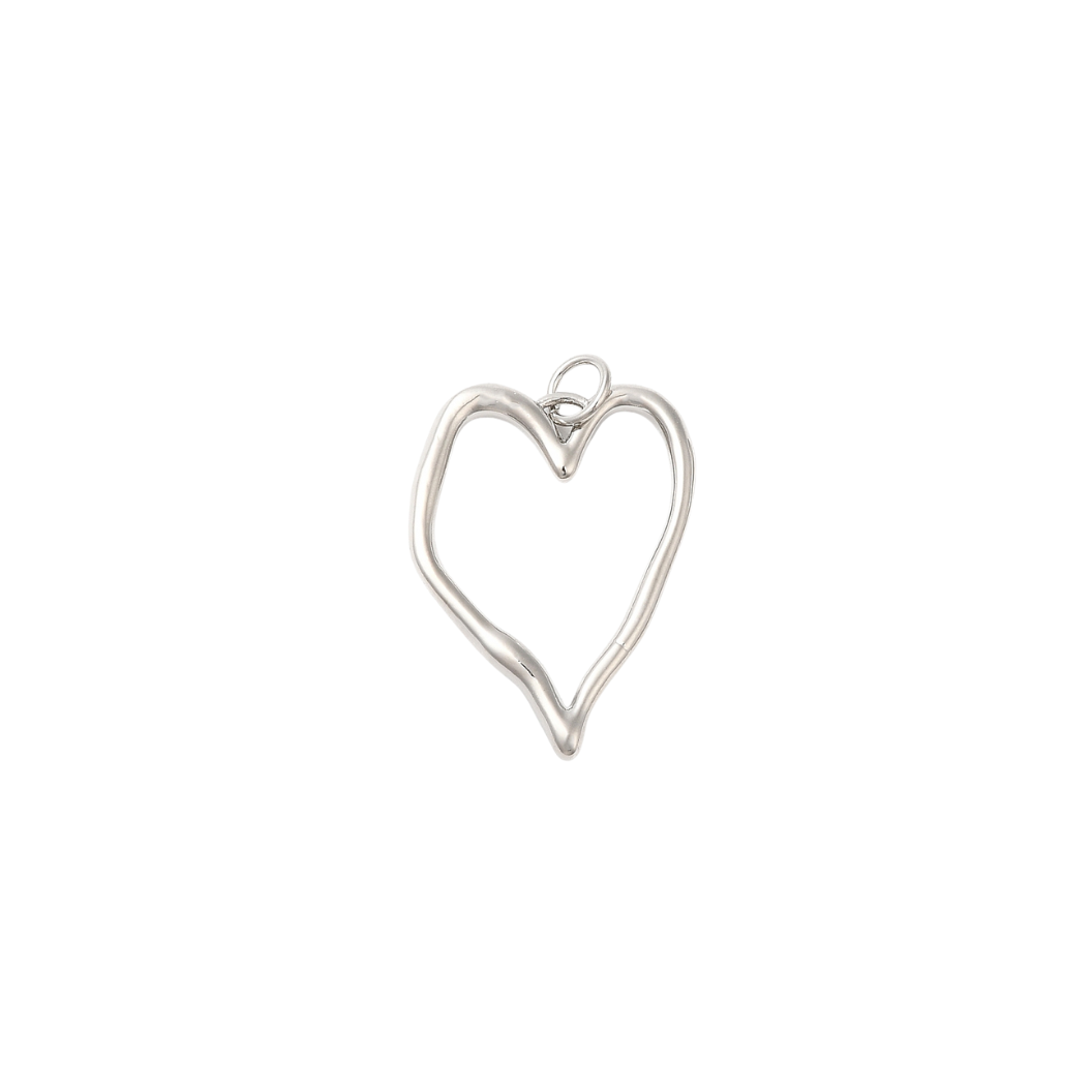 The Charm Bar Company – wholesale Individual charm/pendant – Silver Handwritten Heart Charm0