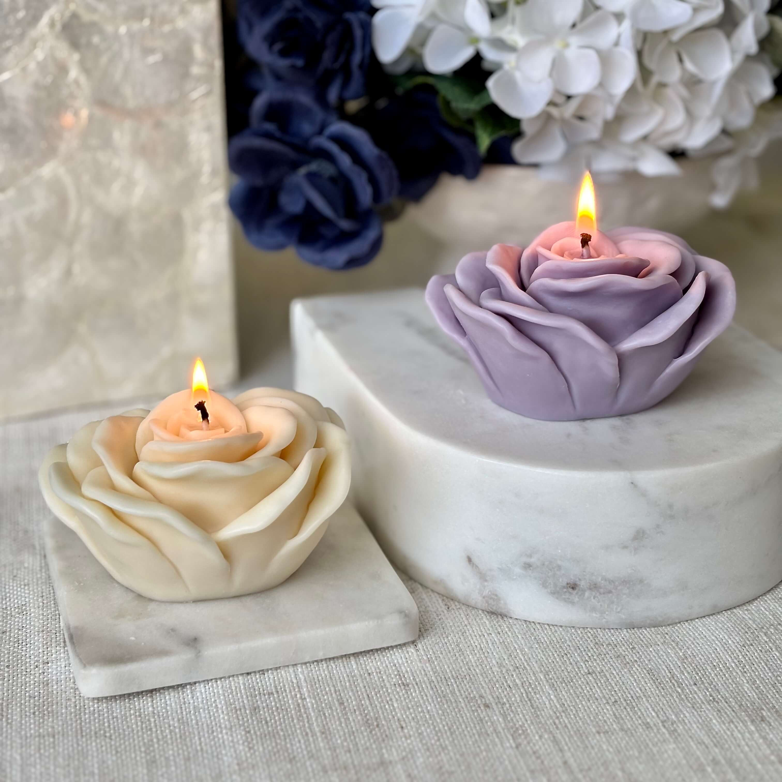 OH MY BOX - Vente Bougies piliers - Coffret Cadeau Bougie Rose | Bougie Fleur Décorative en Cire de Soja1