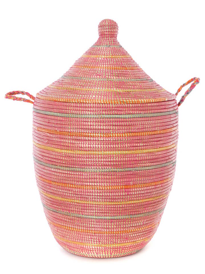 Sunrise Stripes Large Laundry Hamper Basket for wholesale by Swahili | AFRICAN MODERN