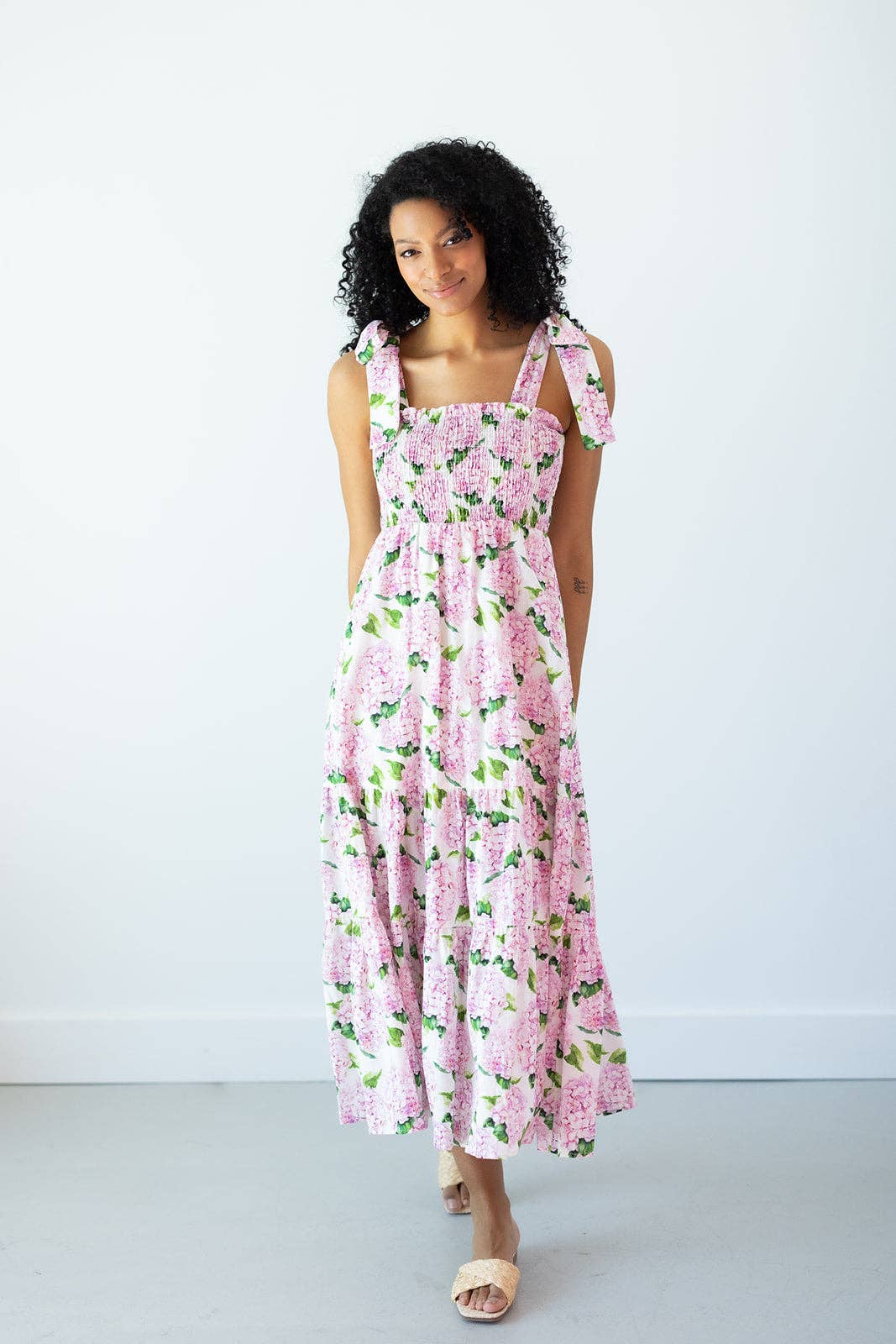 Kathleen Maeve - Wholesale Dress - Women's - Emma Bow Maxi Dress | Pink Hydrangeas16