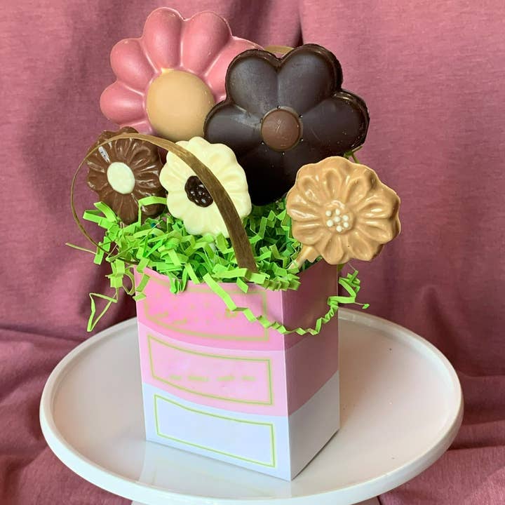 Belgian Chocolate Flower Pops for wholesale by Wildflower Confections