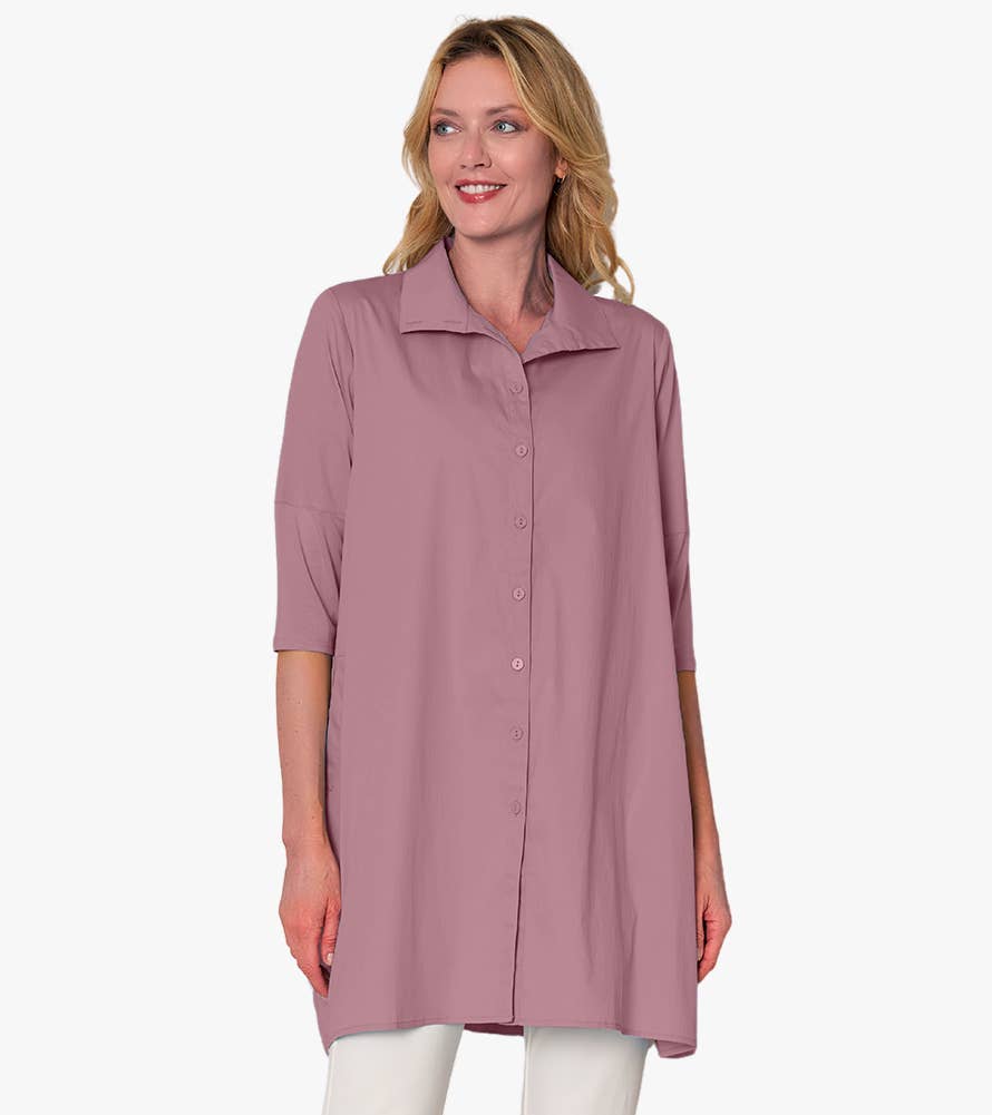 Stella Carakasi - Wholesale Tunic - Women's - Women's 3/4 Sleeve A-Line Cotton Poplin Tiburon Tunic Icon62