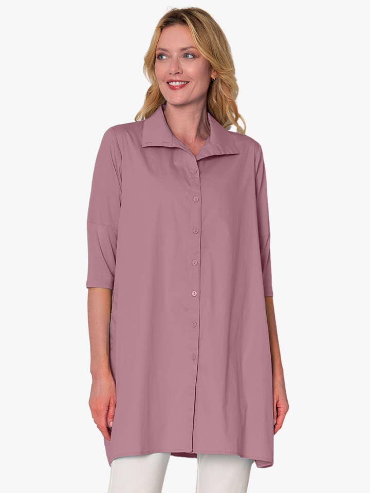 Stella Carakasi - Wholesale Tunic - Women's - Women's 3/4 Sleeve A-Line Cotton Poplin Tiburon Tunic Icon62