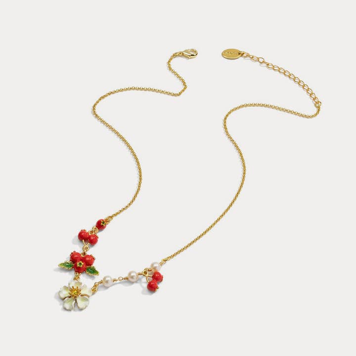 Verdivine – wholesale Pendant/charm necklace – Cranberry Flowers Necklace5