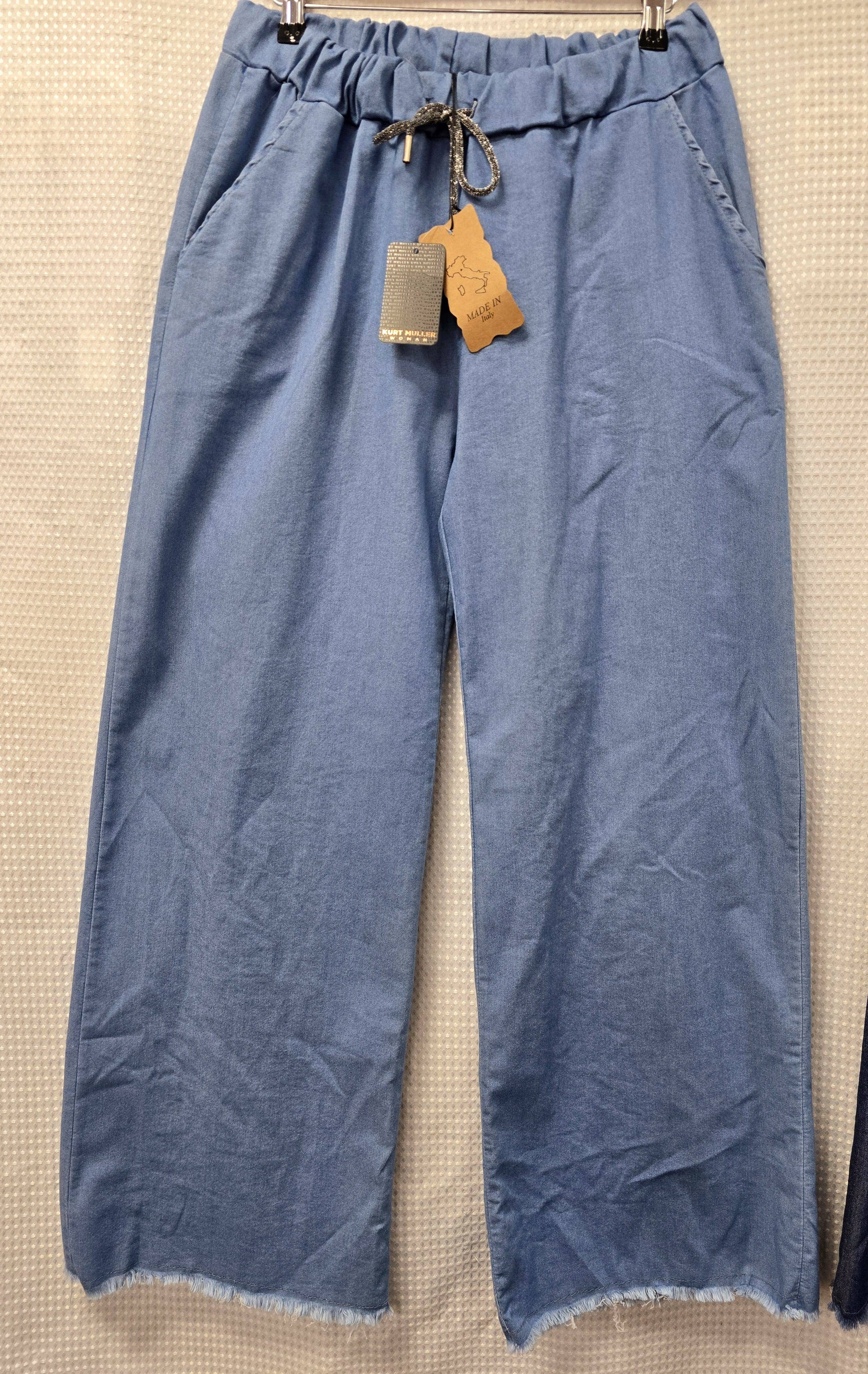 Dark Wash Wide Leg Frayed Hem Denim Magic Trousers for wholesale on Faire2