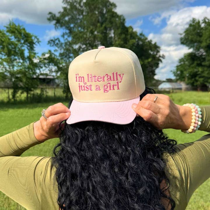 I'm Literally Just a Girl 5-Panel Spring Embroidered Baseball Hat for wholesale by DSY Lifestyle