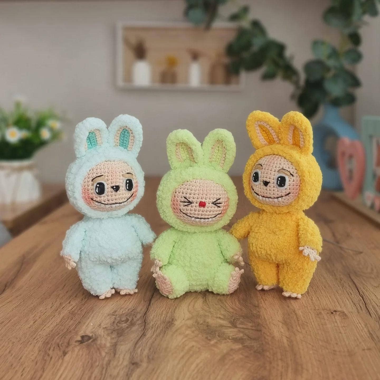 TOMOPOD LLC - Wholesale Christmas Decoration - Crochet Smiling Bunny, Handmade Labubu Decor Desk, Cute Gift2