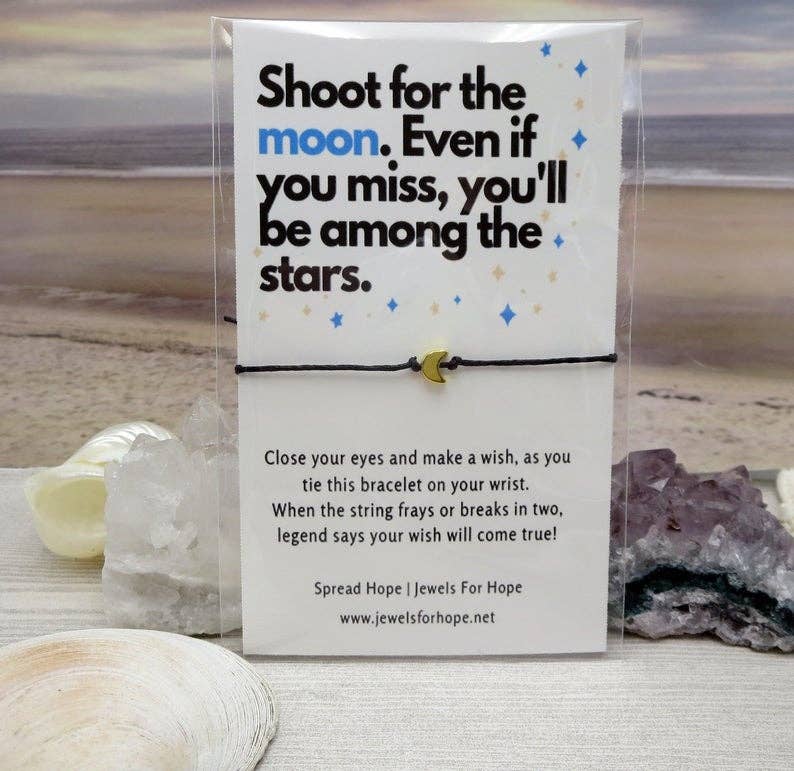 Jewels For Hope - Wholesale Charm/Dangle Bracelet - Moon Wish Bracelet - Inspirational Cord Charm Jewelry3