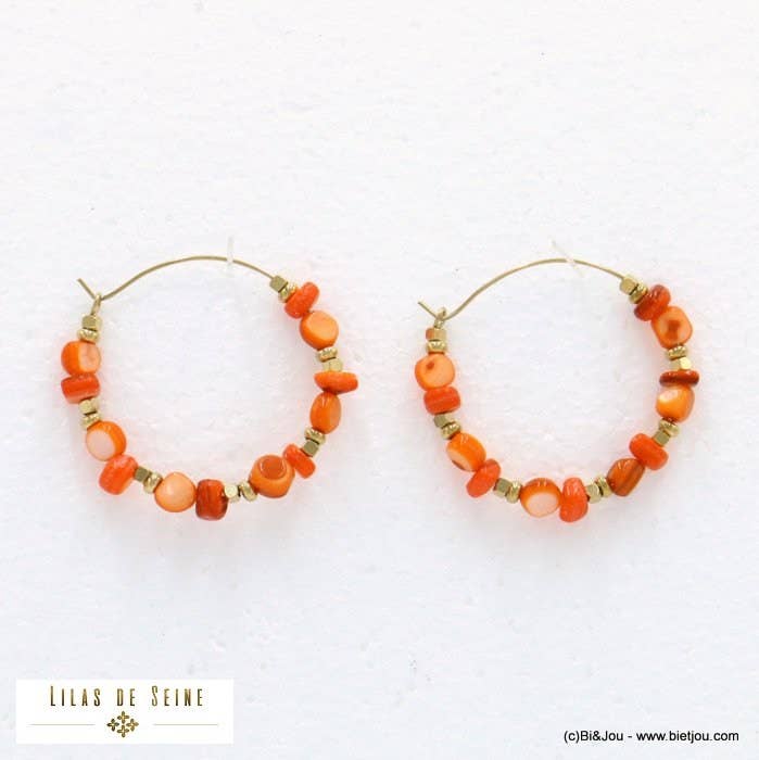 Lilas de Seine - Wholesale Hoop Earrings - 0322093 mother-of-pearl stainless steel creole earrings2