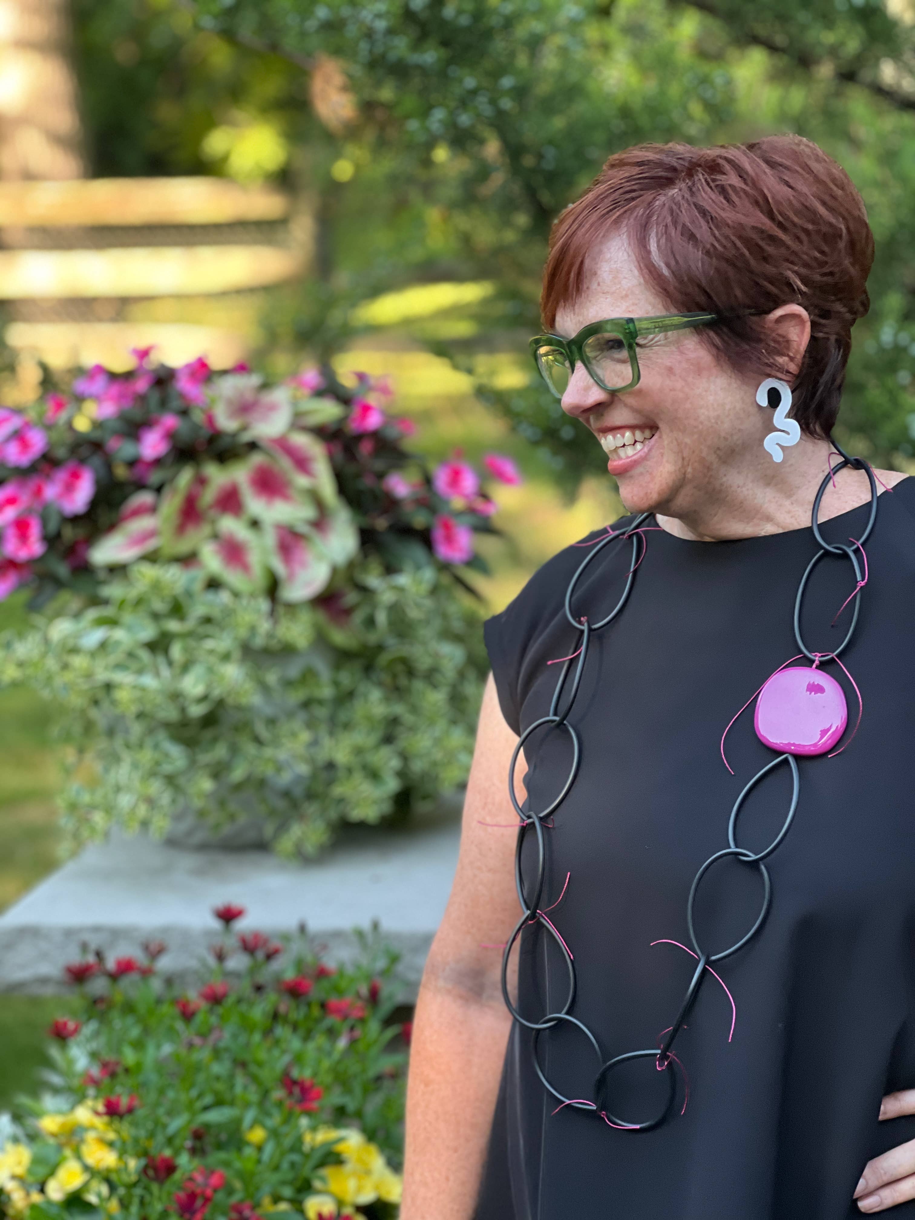 Alter Ego Designs - Wholesale Beaded/Pearl Necklace - Black Artistic Chunky Necklace with Bold Resin Bead Accent2