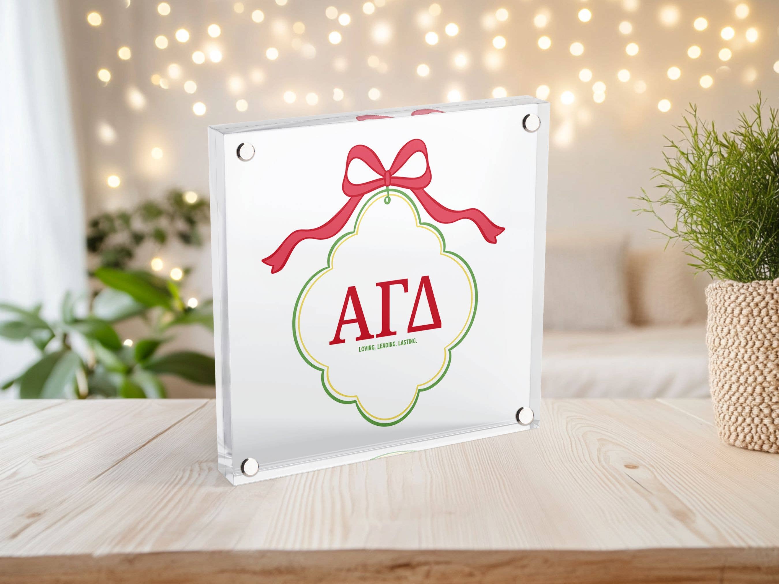 Aspen and Lark - Wholesale Decorative Tabletop Object - Alpha Gamma Delta - Scallop Acrylic Block